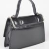 Faux Metallic Top Handle Bag – Stone Embellished