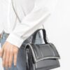 Faux Metallic Top Handle Bag – Stone Embellished
