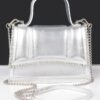 Faux Metallic Top Handle Bag – Stone Embellished