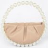 Vegan Metallic Top Handle Bag with Stone Accents
