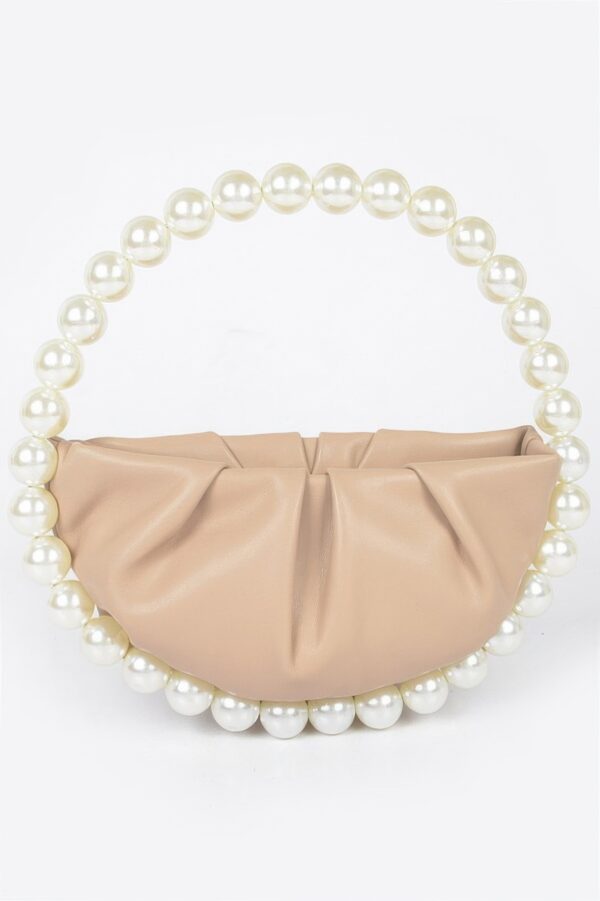 Vegan Metallic Top Handle Bag with Stone Accents