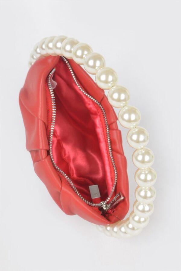Vegan Metallic Top Handle Bag with Stone Accents