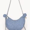 Vegan Denim Leather Chain Crossbody Bag – Compact