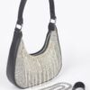 Rhinestone Fringe Hobo Bag with Hot-Fix Stones