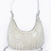 Rhinestone Fringe Hobo Bag with Hot-Fix Stones