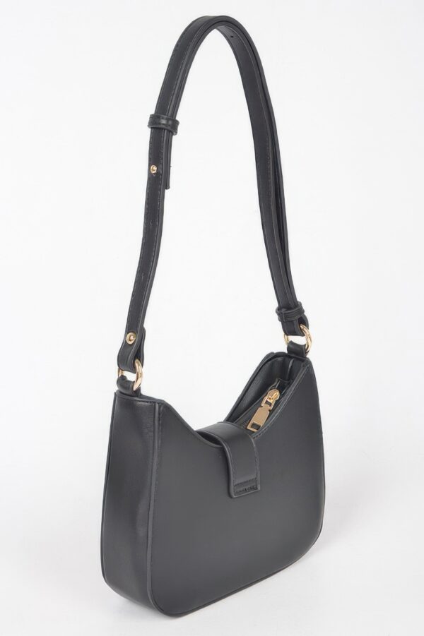 Vegan Metal Buckle Shoulder Bag – Structured Chic