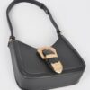 Vegan Metal Buckle Shoulder Bag – Structured Chic