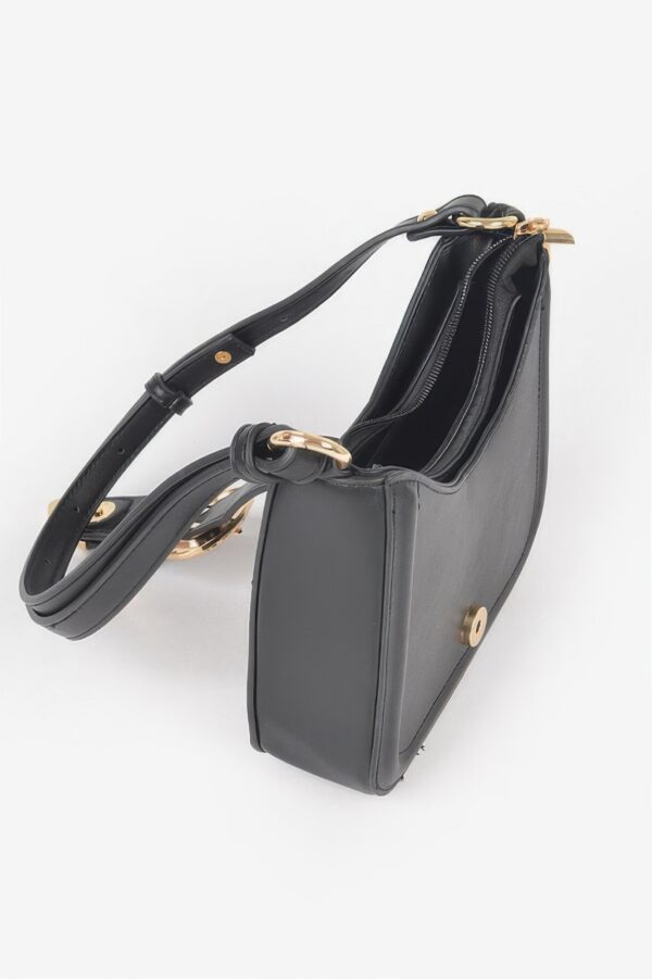 Vegan Metal Buckle Shoulder Bag – Structured Chic