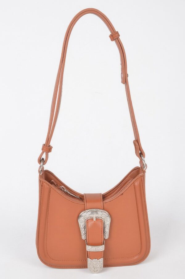 Vegan Metal Buckle Shoulder Bag – Structured Chic