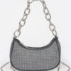 Hot Fix Stone Small Hobo Bag with Chain Strap – Denim