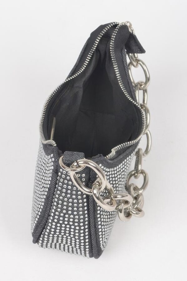 Hot Fix Stone Small Hobo Bag with Chain Strap – Denim