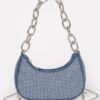 Hot Fix Stone Small Hobo Bag with Chain Strap – Denim