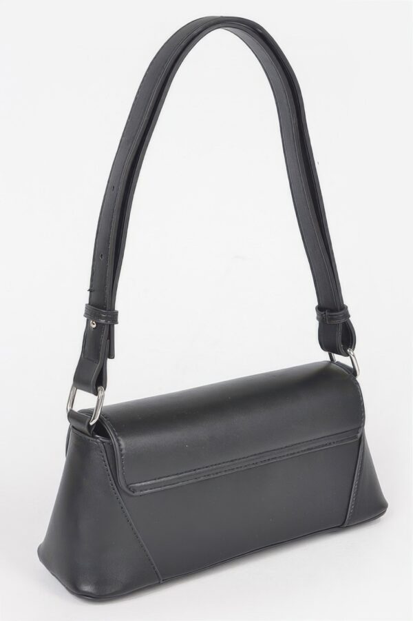 Faux Leather Shoulder Bag with Metal Buckle