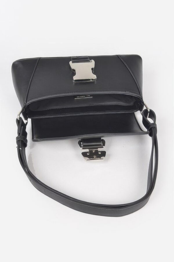 Faux Leather Shoulder Bag with Metal Buckle