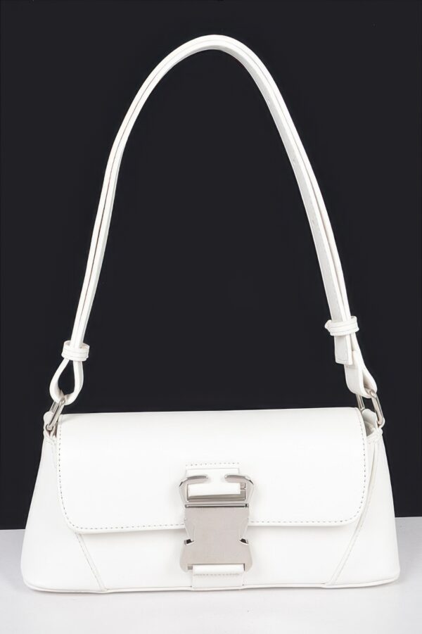 Faux Leather Shoulder Bag with Metal Buckle
