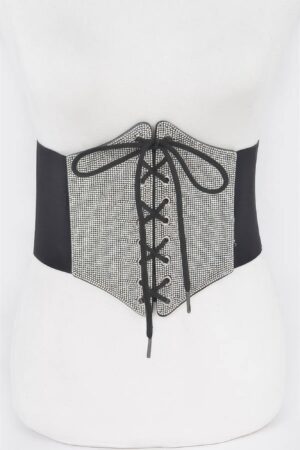 Rhinestone Corset Elastic Belt – Wide Waist Cincher