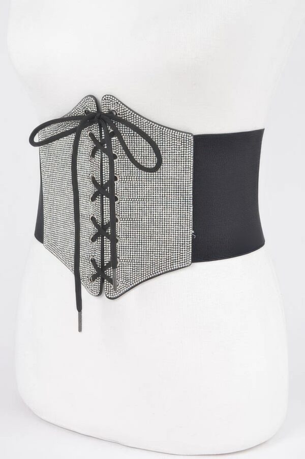 Rhinestone Corset Elastic Belt – Wide Waist Cincher