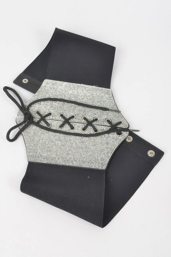 Rhinestone Corset Elastic Belt – Wide Waist Cincher