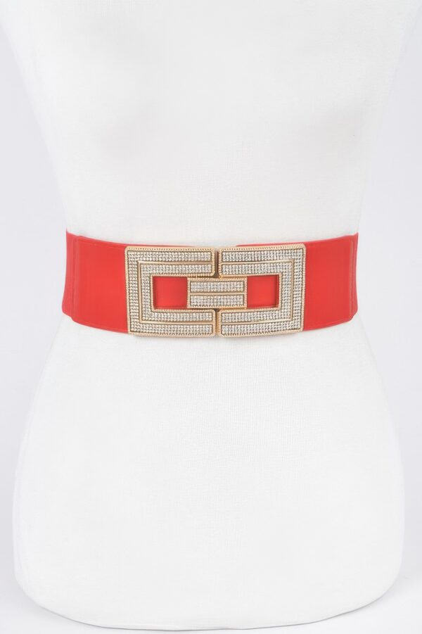Rhinestone Buckle Elastic Mid-Width Belt