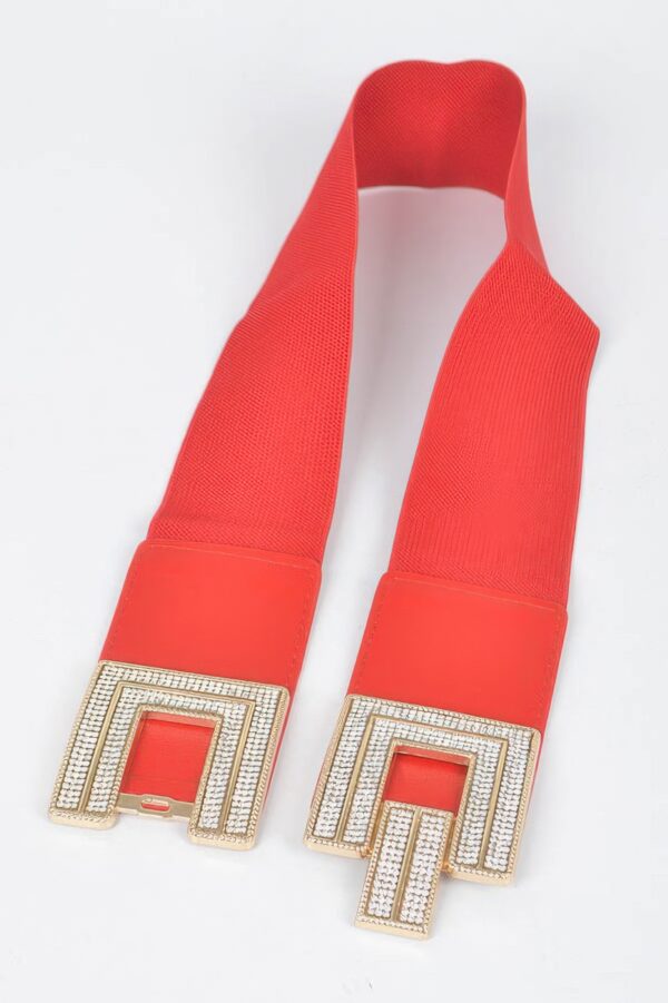 Rhinestone Buckle Elastic Mid-Width Belt