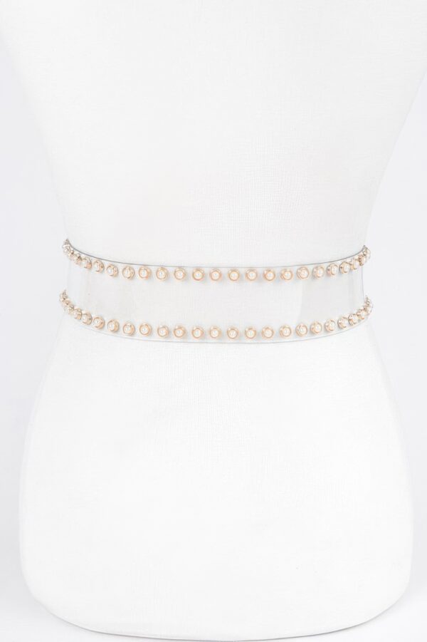 Clear PVC Belt with Pearl & Stone Buckle