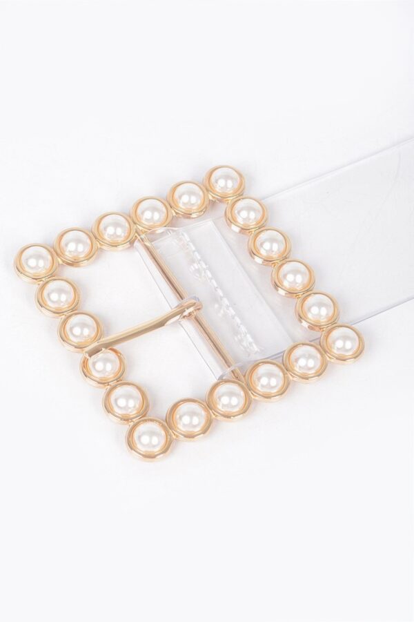 Clear PVC Belt with Pearl & Stone Buckle
