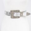 Rhinestone Buckle Metallic Belt – Slim Profile