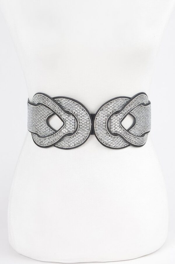 Plus Size Multi-Rhinestone Elastic Waist Belt