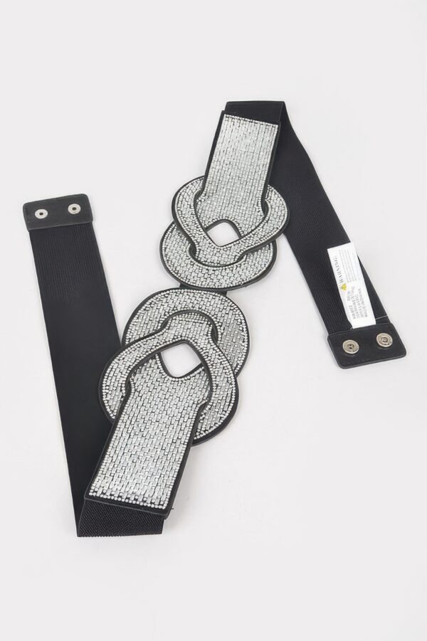 Plus Size Multi-Rhinestone Elastic Waist Belt