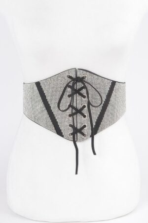 Plus Size Rhinestone Corset Elastic Waist Belt