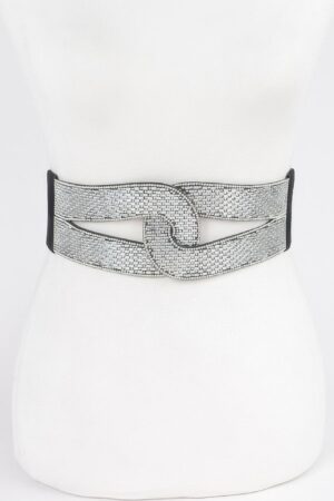 Plus-Size Rhinestone Elastic Belt – Mid-Width Sparkle
