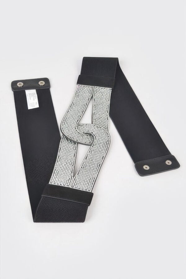 Plus-Size Rhinestone Elastic Belt – Mid-Width Sparkle