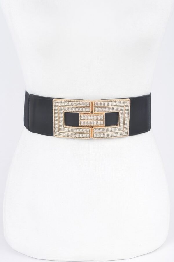 Plus-Size Elastic Belt with Rhinestone Buckle
