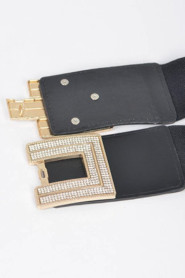 Plus-Size Elastic Belt with Rhinestone Buckle