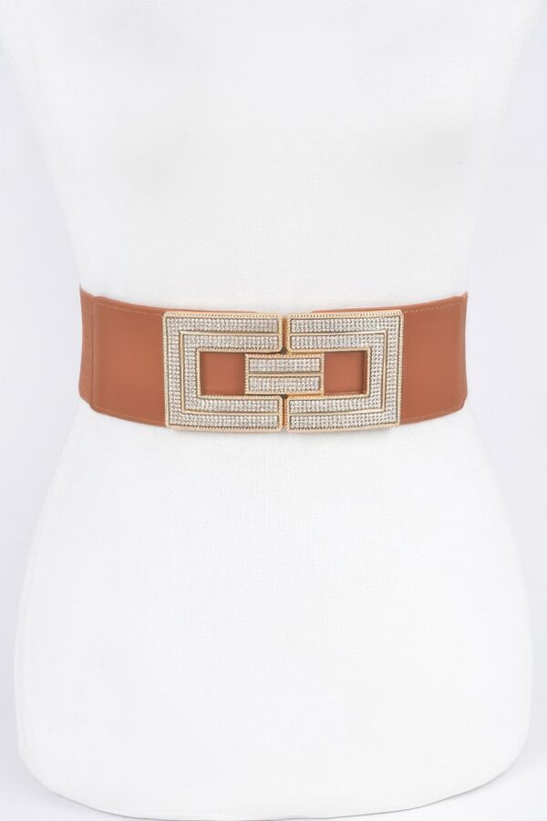 Plus-Size Elastic Belt with Rhinestone Buckle