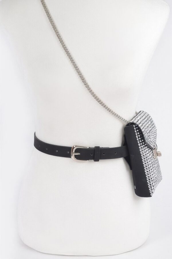 Shiny Acrylic Stone Plus-Size Belt Bag with Chain