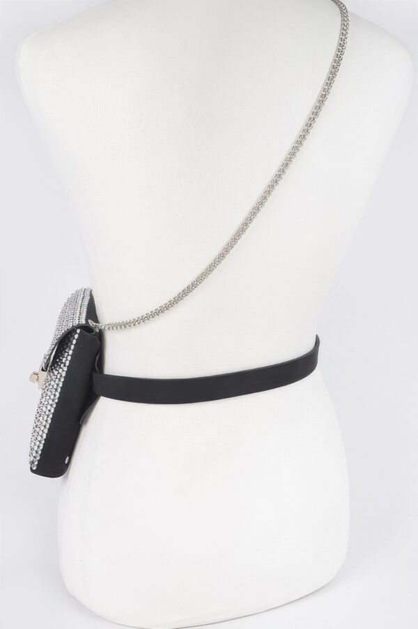 Shiny Acrylic Stone Plus-Size Belt Bag with Chain
