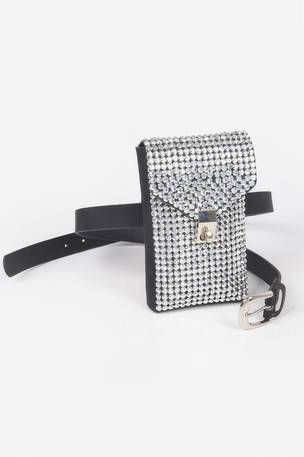 Shiny Acrylic Stone Plus-Size Belt Bag with Chain
