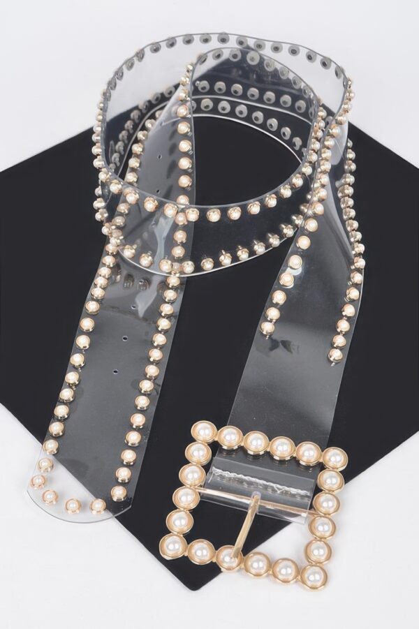 Plus Size Clear Belt with Rhinestone Buckle