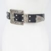 Plus Size Metallic Belt with Rhinestone Buckle