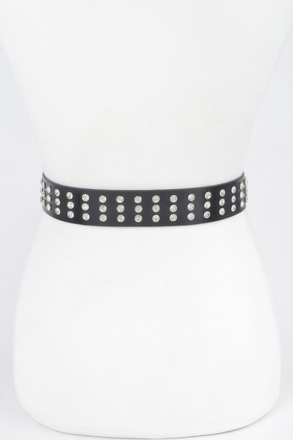 Plus Size Metallic Belt with Rhinestone Buckle