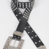 Plus Size Metallic Belt with Rhinestone Buckle