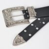 Plus Size Metallic Belt with Rhinestone Buckle
