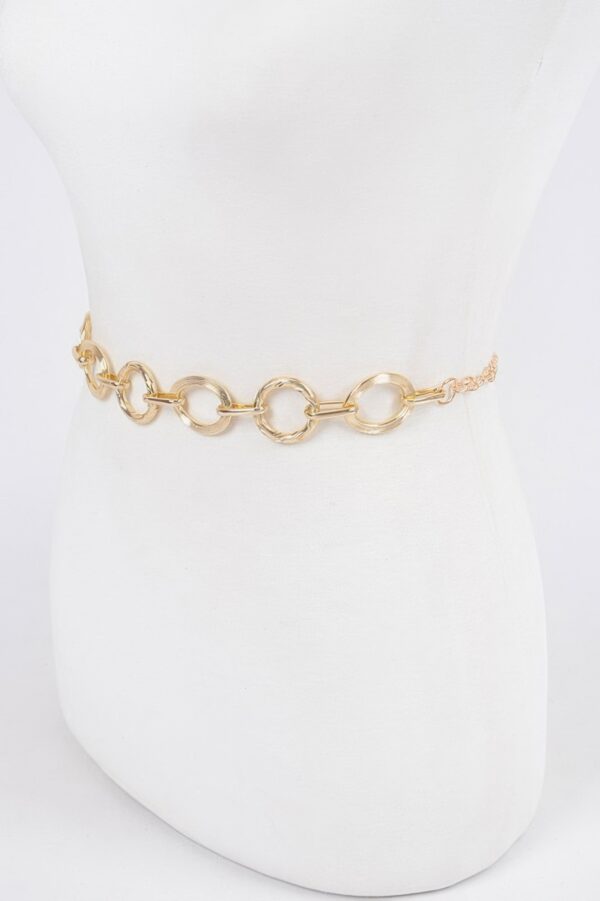 Round Chain Plus Size Metal Belt – Polished Finish