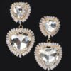 Double Heart Dangle Earrings with Cubic & Glass Stones