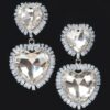 Double Heart Dangle Earrings with Cubic & Glass Stones