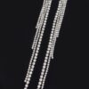 Rhinestone String Drop Earrings – Long Vertical