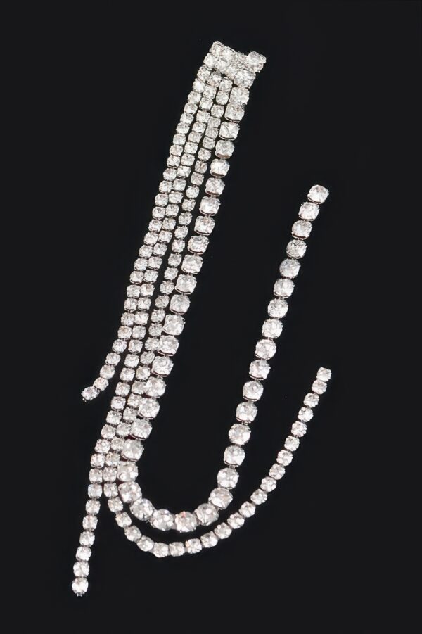 Rhinestone String Drop Earrings – Long Vertical