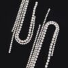 Rhinestone String Drop Earrings – Long Vertical