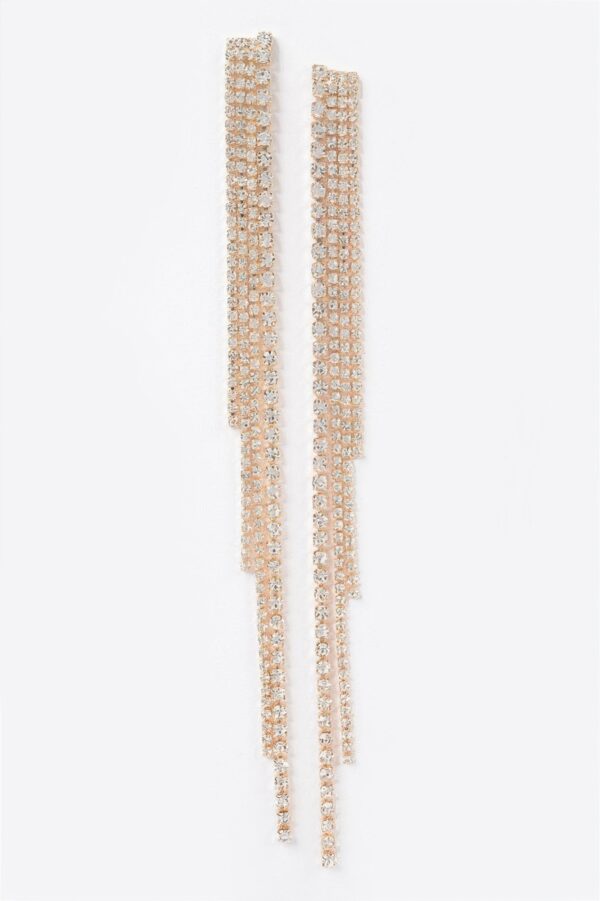 Rhinestone String Drop Earrings – Long Vertical